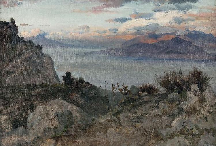 Albert Hertel Mediterrane Kustenlandschaft Norge oil painting art